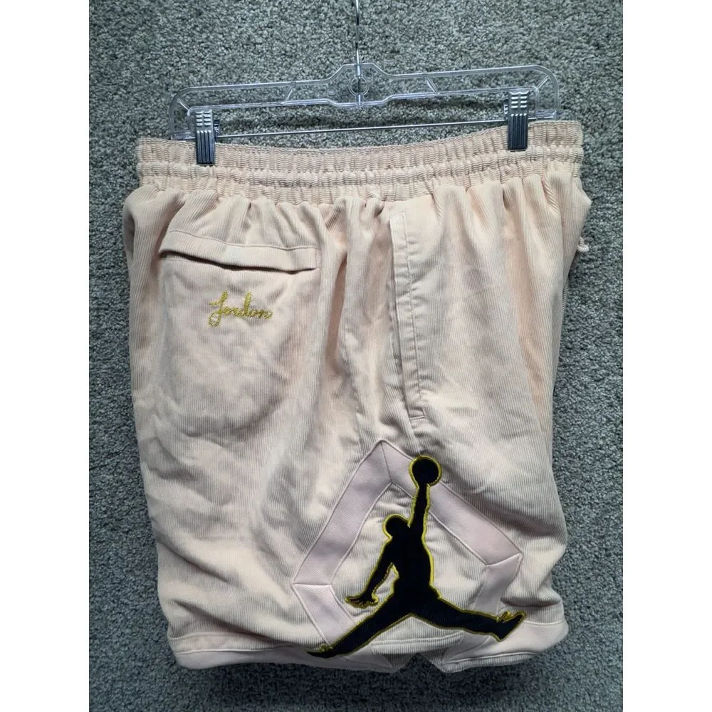 Jordan Jumpman Corduroy Basketball Shorts Size XXL Pink Draw-String Stretch RARE